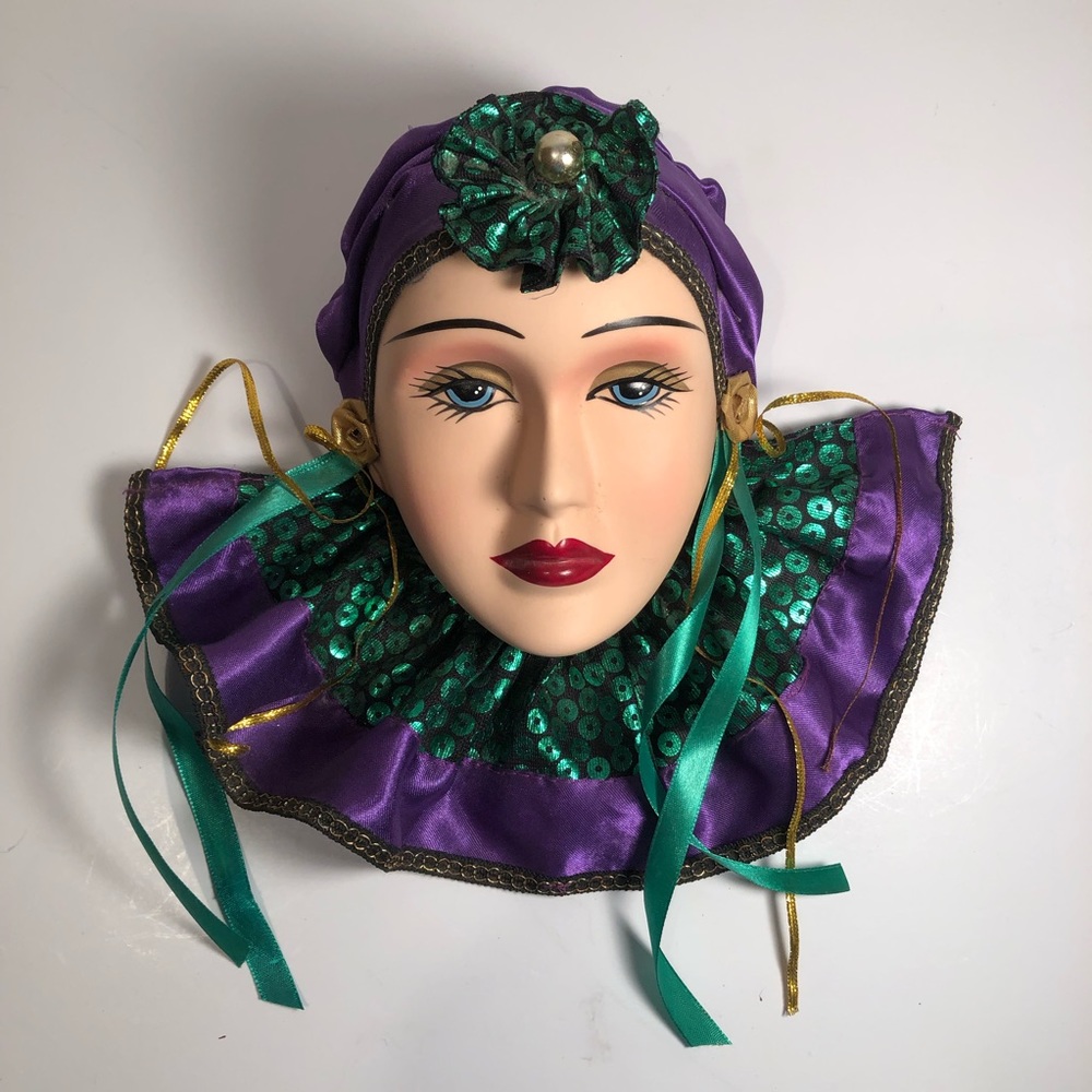 Mardi Gras Porcelain Ladies Head